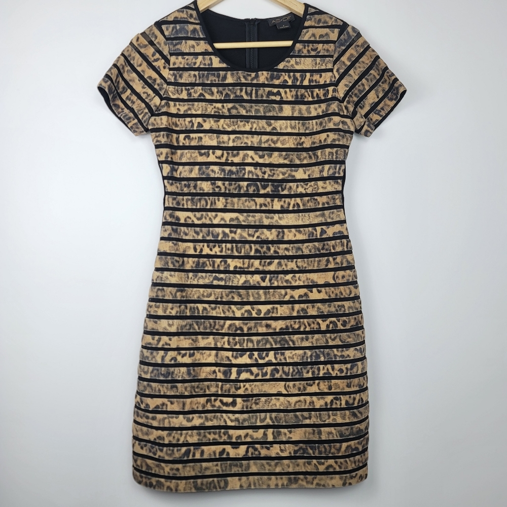 AS by DF dress Krista dress brown leather dress fitted animal print Size…